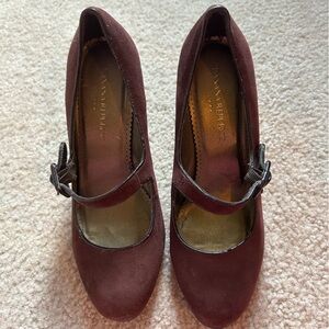 Banana Republic Burgundy Suede Mary Jane Flats with Buckle